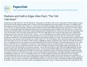 Essay on Madness and Guilt in Edgar Allan Poe’s “The Tell-Tale Heart”