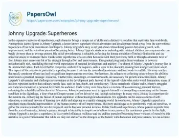 Essay on Johnny Upgrade: Superheroes