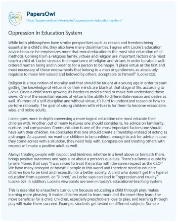 Essay on Oppression in Education System