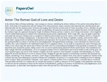 Essay on Amor: the Roman God of Love and Desire