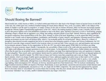 Essay on Should Boxing be Banned?