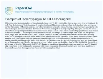 Essay on Examples of Stereotyping in to Kill a Mockingbird