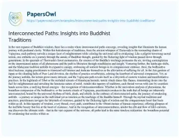 Essay on Interconnected Paths: Insights into Buddhist Traditions