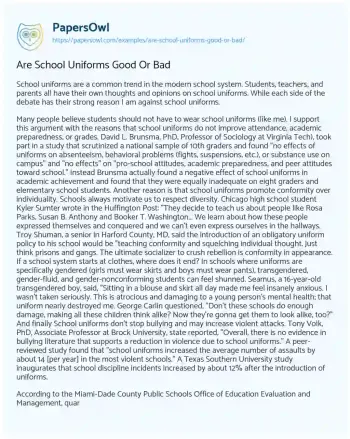 Essay on Are School Uniforms Good or Bad