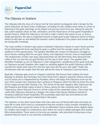 Essay on The Odyssey Vs Seafarer