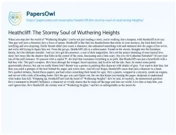 Essay on Heathcliff: the Stormy Soul of Wuthering Heights