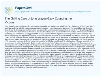 Essay on The Chilling Case of John Wayne Gacy: Counting the Victims