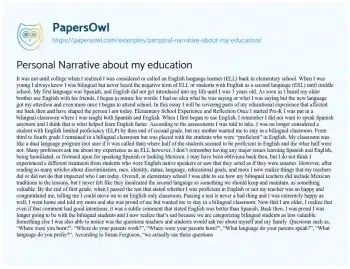 Essay on My Educational History: Personal Narrative