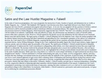 Essay on Satire and the Law: Hustler Magazine V. Falwell