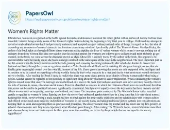 Essay on Women’s Rights Matter