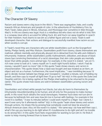 Essay on The Character of Slavery