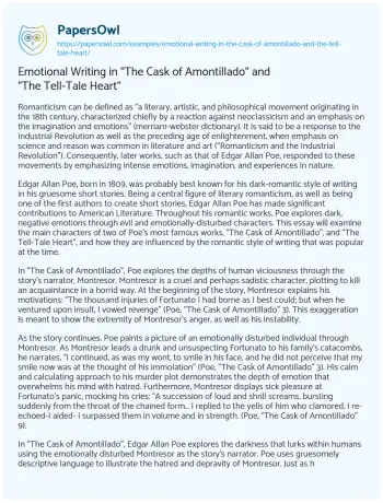 Essay on Emotional Writing in “The Cask of Amontillado” and “The Tell-Tale Heart”