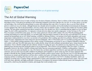 Essay on The Art of Global Warming