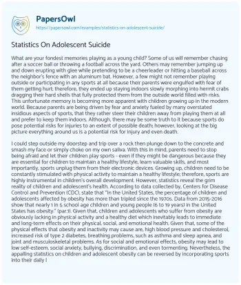 Essay on Statistics on Adolescent Suicide