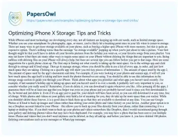 Essay on Optimizing IPhone X Storage: Tips and Tricks