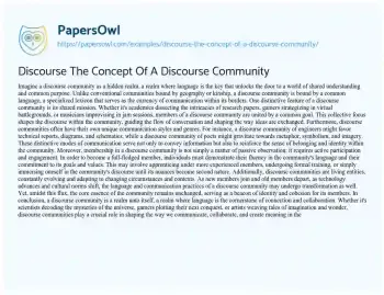 Essay on Discourse the Concept of a Discourse Community