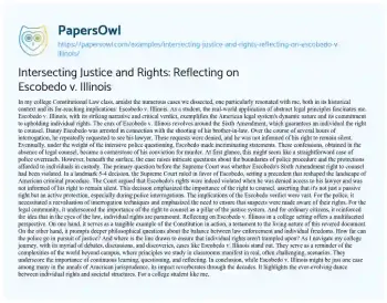 Essay on Intersecting Justice and Rights: Reflecting on Escobedo V. Illinois