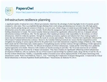 Essay on The Interplay of Government Efficiency and Infrastructure Resilience