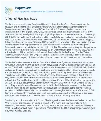 Essay on A Tour of Five Eras Essay