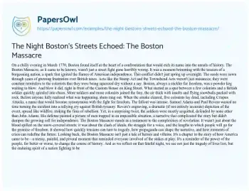 Essay on The Night Boston’s Streets Echoed: the Boston Massacre