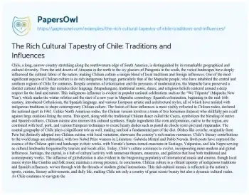 Essay on The Rich Cultural Tapestry of Chile: Traditions and Influences