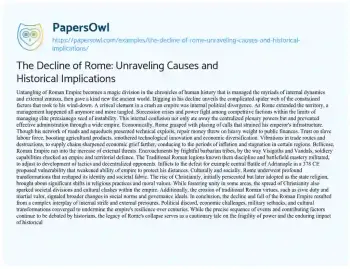 Essay on The Decline of Rome: Unraveling Causes and Historical Implications