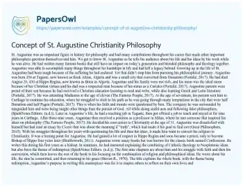 Essay on Concept of St. Augustine Christianity Philosophy