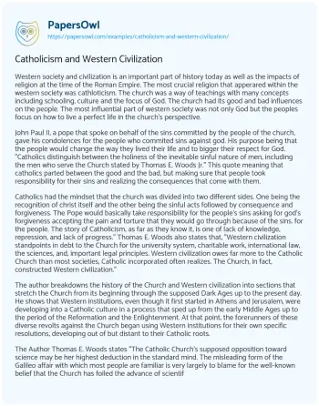 Essay on Catholicism and Western Civilization