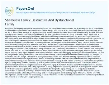 Essay on Shameless Family: Destructive and Dysfunctional Family