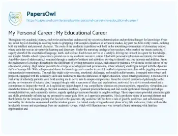 Essay on My Personal Career : my Educational Career