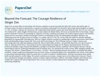 Essay on Beyond the Forecast: the Courage Resilience of Ginger Zee