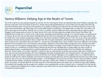 Essay on Serena Williams: Defying Age in the Realm of Tennis