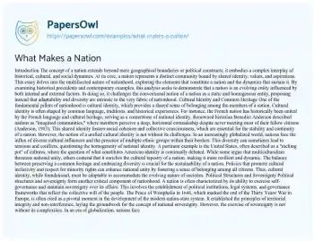 Essay on What Makes a Nation