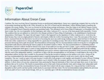 Essay on Information about Enron Case