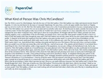 Essay on What Kind of Person was Chris McCandless?