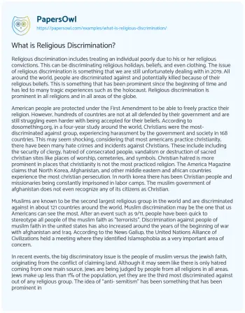 Essay on What is Religious Discrimination?