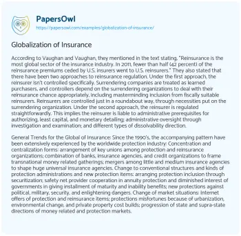 Essay on Globalization of Insurance