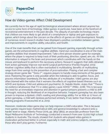 Essay on How do Video-games Affect Child Development