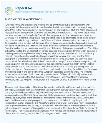 Essay on Allied Victory in World War II