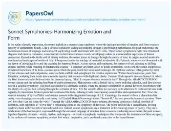 Essay on Sonnet Symphonies: Harmonizing Emotion and Form