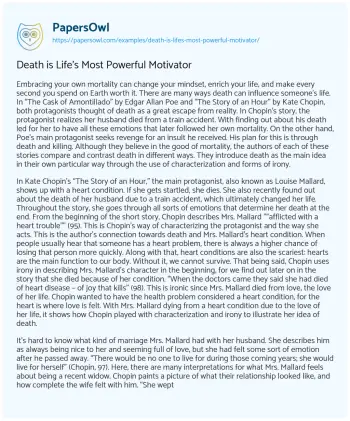 Essay on Death is Life’s most Powerful Motivator