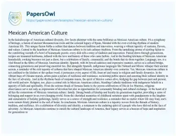 Essay on Mexican American Culture