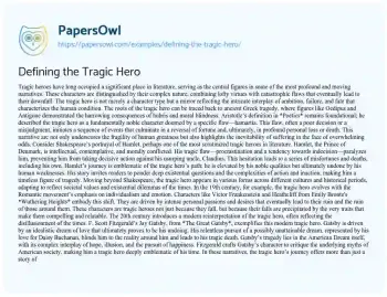 Essay on Defining the Tragic Hero