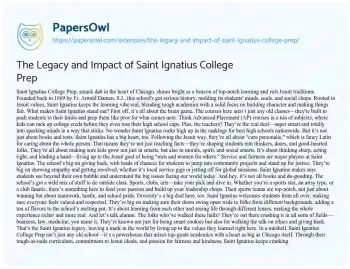 Essay on The Legacy and Impact of Saint Ignatius College Prep