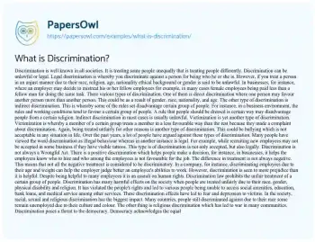 Essay on What is Discrimination?