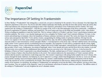 Essay on The Importance of Setting in Frankenstein