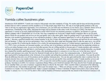 Essay on Yomida cofee Bussiness Plan