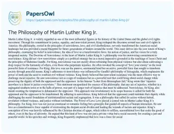Essay on The Philosophy of Martin Luther King Jr.
