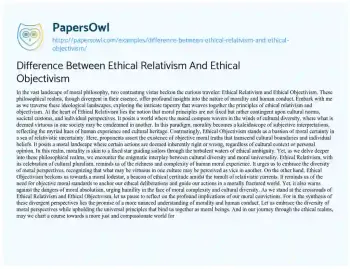 Essay on Difference between Ethical Relativism and Ethical Objectivism