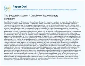 Essay on The Boston Massacre: a Crucible of Revolutionary Sentiment